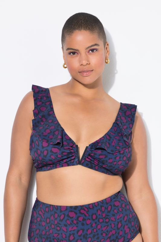 Haut de bikini, coques souples, imprimé léopard coloré