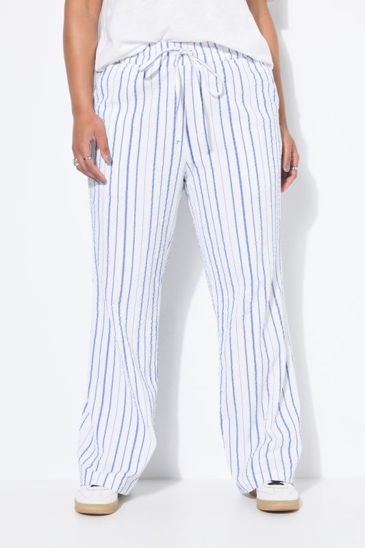 Pantalon en crêpe rayé, coupe Wide Legs
