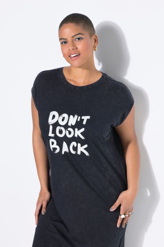 Robe midi en jersey, imprimé à message et coupe oversize