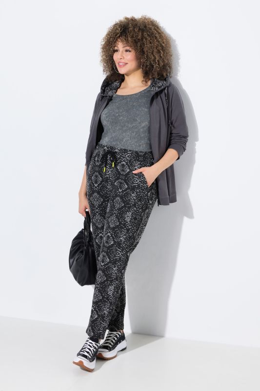 Pantalon de jogging motif peau de serpent, taille élastique et poches