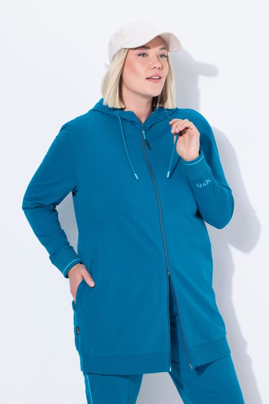 Veste oversize en molleton, passepoil fantaisie, capuche et fermeture à glissière à double sens