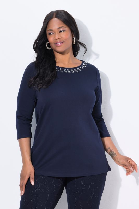 T-shirt en coton Pima, décolleté bateau et manches courtes, coupe évasée