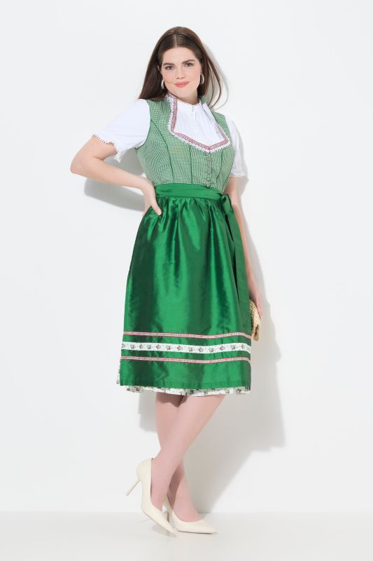Dirndl sans manches, costume traditionnel bavarois. Décolleté en cœur et laçage