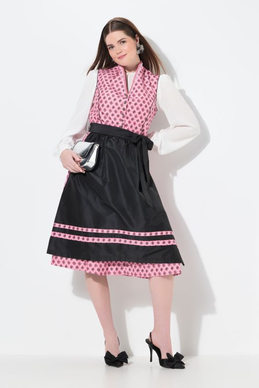 Dirndl sans manches, costume traditionnel bavarois. Laçage et col montant