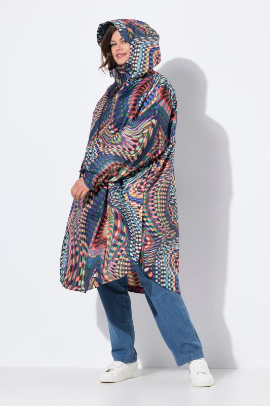 Poncho imperméable unisexe à capuche avec imprimé