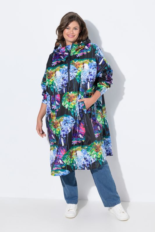 Poncho imperméable unisexe à capuche avec imprimé
