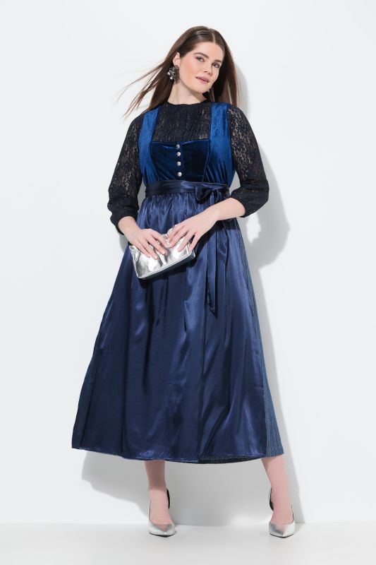 Costume traditionnel Dirndl en velours stretch. Décolleté carré. Sans manches