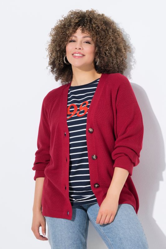 Cardigan à manches longues, encolure en V et boutons