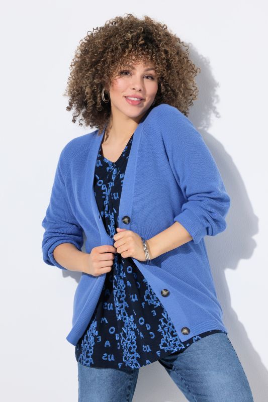 Cardigan à manches longues, encolure en V et boutons