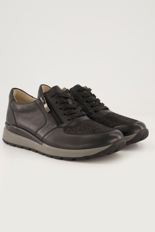 Sneakers en cuir Caprice, fermeture zippée, semelle de propreté amovible - largeur H