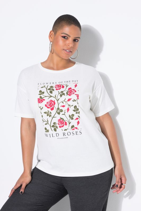 T-shirt oversize. Manches courtes. Imprimé floral