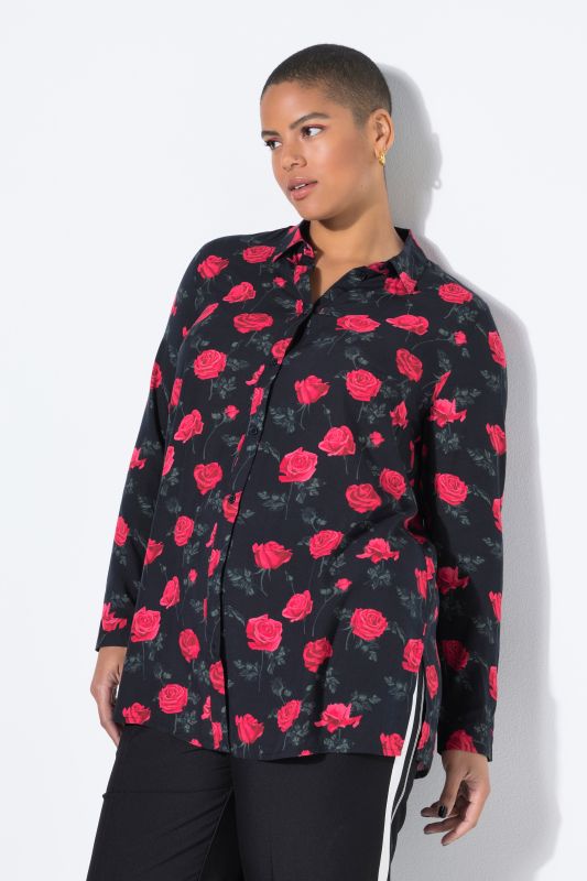 Chemisier, coupe Boxy Shape. Imprimé roses XL