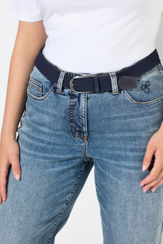 Ceinture extensible, boucle métallique et aspect tressé