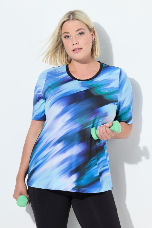 T-shirt décolleté rond et manches courtes, découpe dans le dos, matière recyclée