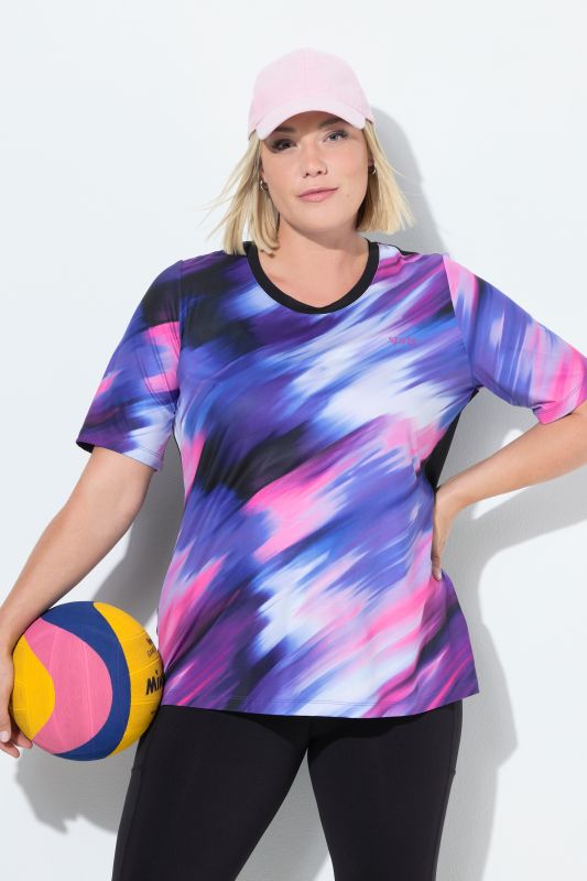 T-shirt décolleté rond et manches courtes, découpe dans le dos, matière recyclée