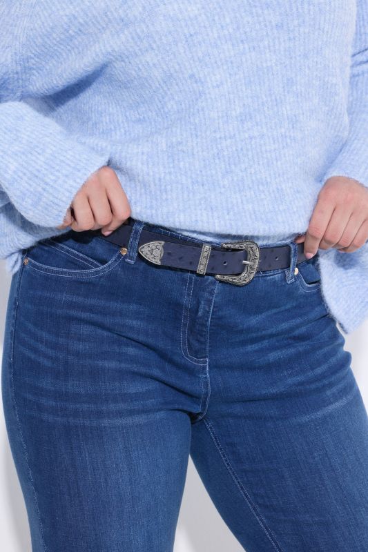 Ceinture en cuir, gaufrage esprit Western et pointe métallique