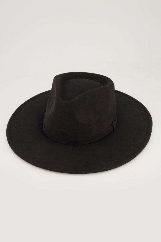 Chapeau de cow-boy aspect cuir suédé, large revers