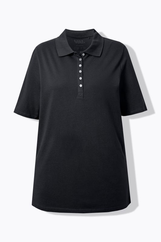 Polo en maille piquée. Patte de boutonnage en velours. Manches courtes
