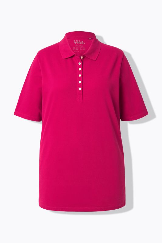 Polo en maille piquée. Patte de boutonnage en velours. Manches courtes