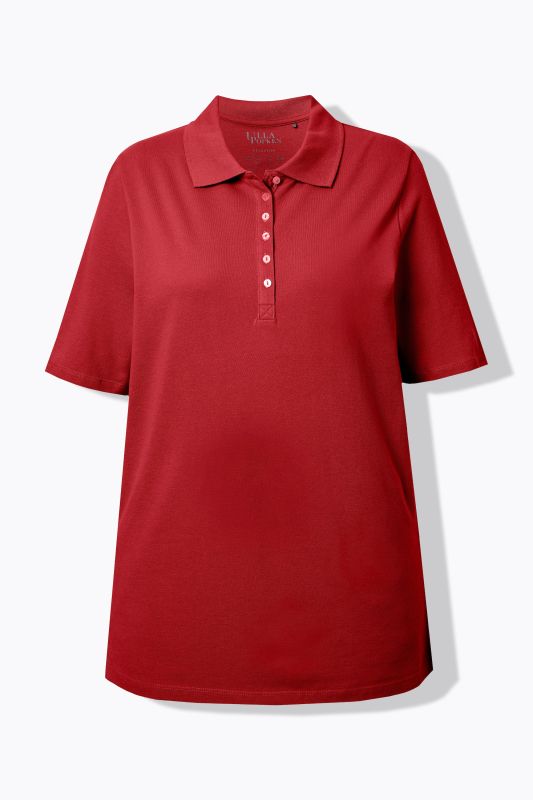 Polo en maille piquée. Patte de boutonnage en velours. Manches courtes