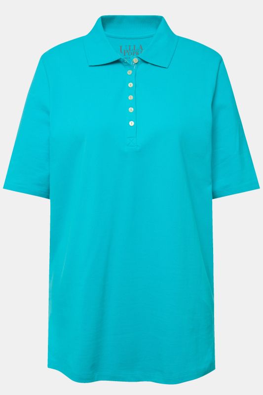 Polo en maille piquée. Patte de boutonnage en velours. Manches courtes