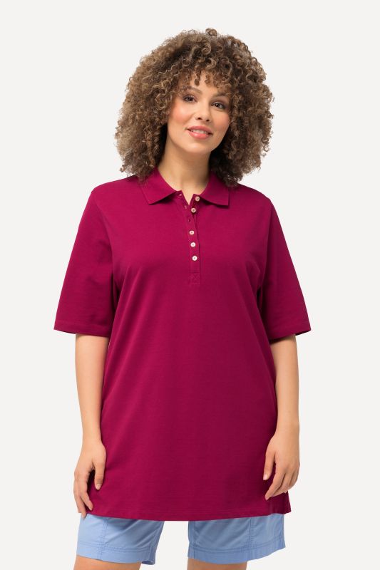 Polo en maille piquée. Patte de boutonnage en velours. Manches courtes