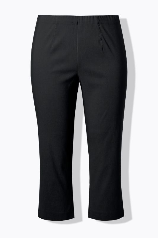 Pantalon en bengaline stretch. Longueur au mollet et taille élastique