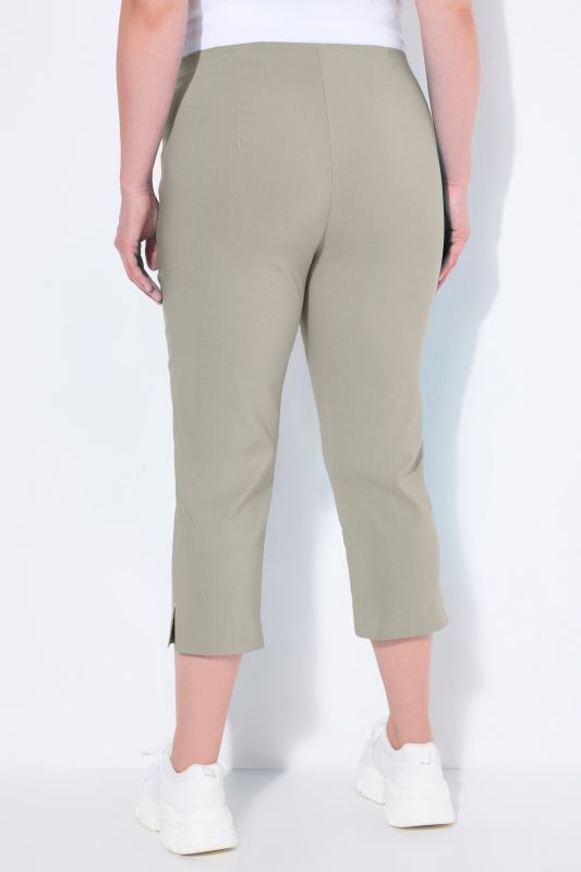 Pantalon en bengaline stretch. Longueur au mollet et taille élastique
