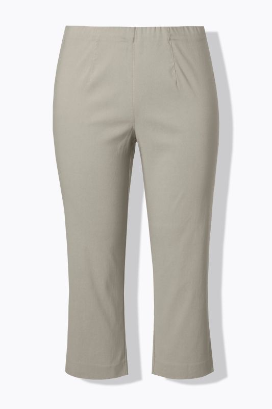 Pantalon en bengaline stretch. Longueur au mollet et taille élastique