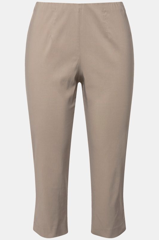 Pantalon en bengaline stretch. Longueur au mollet et taille élastique