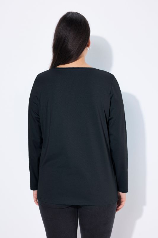 T-shirt manches longues et patte de boutonnage, collection Basic, coupe Regular Fit
