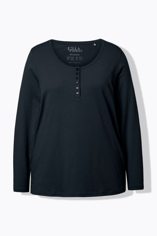 T-shirt manches longues et patte de boutonnage, collection Basic, coupe Regular Fit