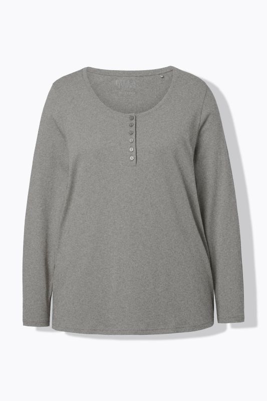 T-shirt manches longues et patte de boutonnage, collection Basic, coupe Regular Fit