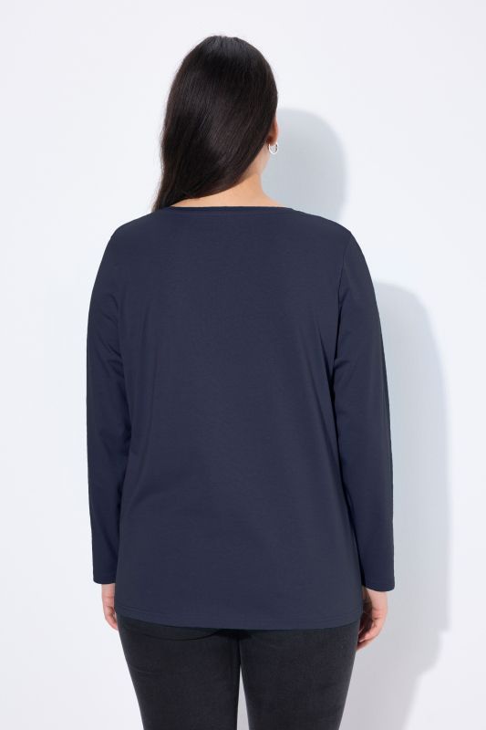T-shirt manches longues et patte de boutonnage, collection Basic, coupe Regular Fit