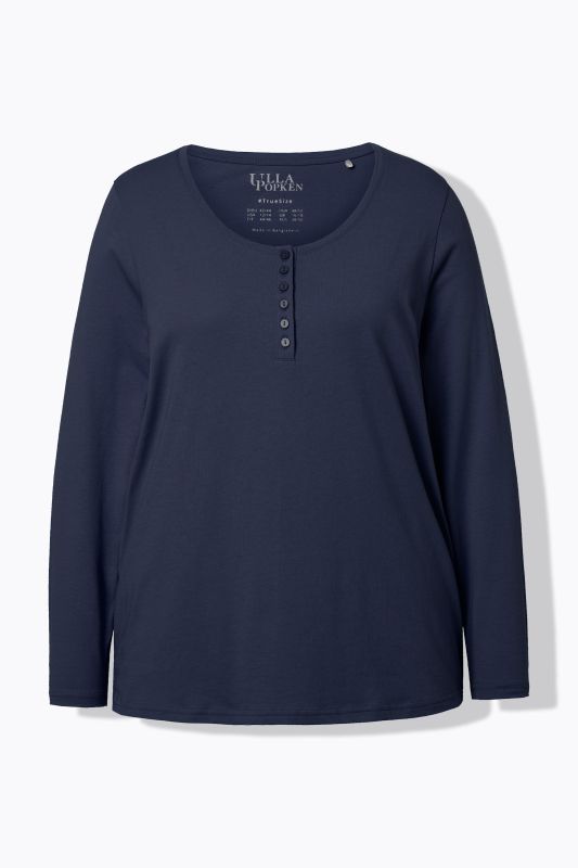 T-shirt manches longues et patte de boutonnage, collection Basic, coupe Regular Fit
