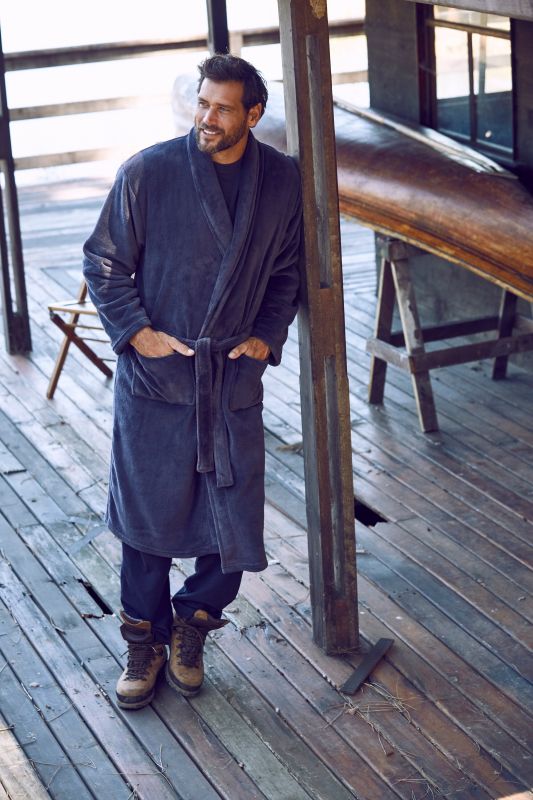 Peignoir JP 1880 en microfibres, avec ceinture à nouer, collection Homewear - jusqu'au 8 XL