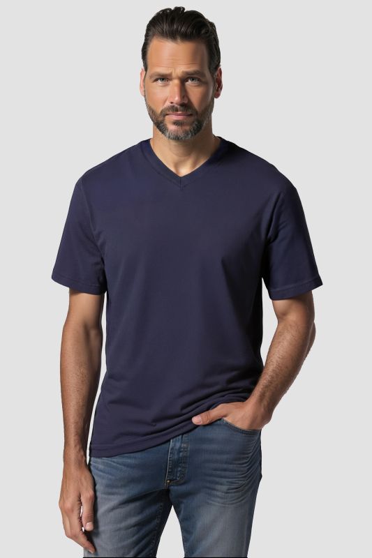 T-shirt JP 1880 Basic, col en V - jusqu'au 8 XL