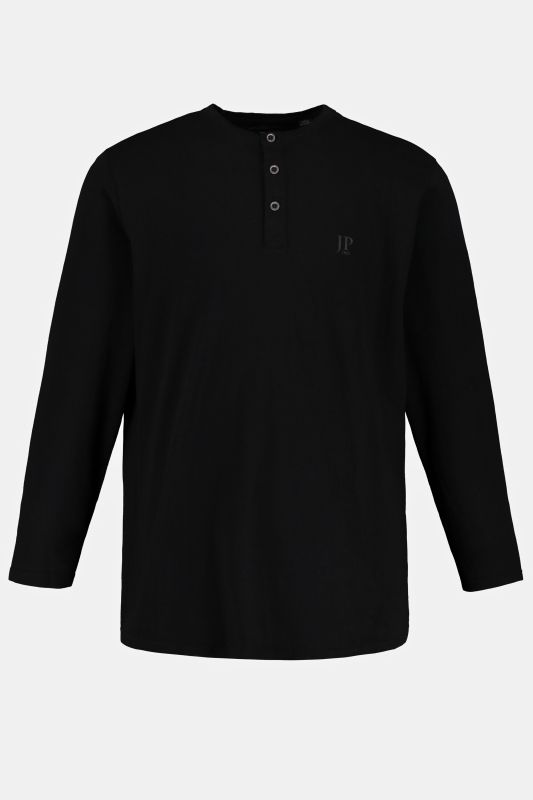 T-shirt Henley JP 1880, manches longues et patte de boutonnage, collection Basic - jusqu'au 8 XL