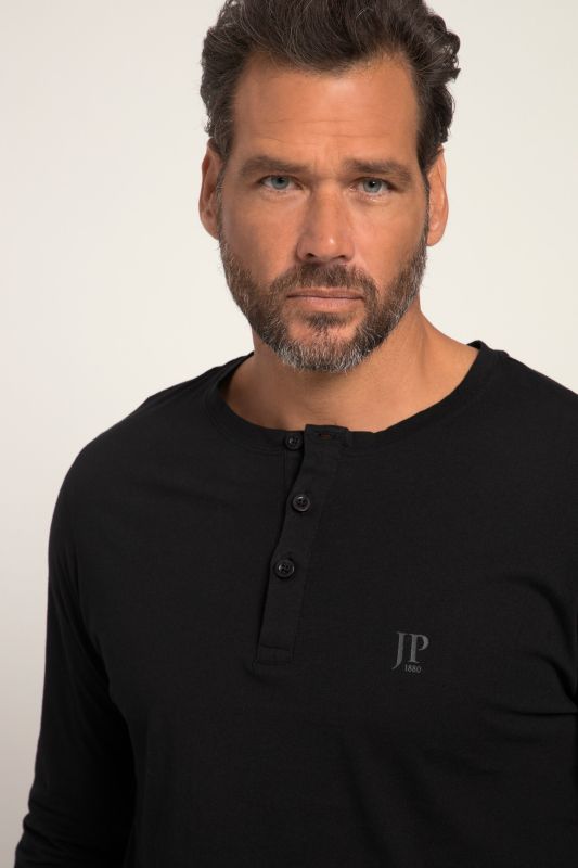 T-shirt Henley JP 1880, manches longues et patte de boutonnage, collection Basic - jusqu'au 8 XL