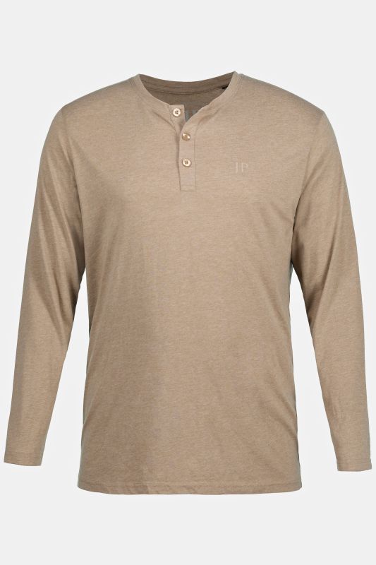 T-shirt Henley JP 1880, manches longues et patte de boutonnage, collection Basic - jusqu'au 8 XL