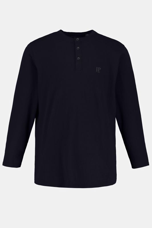 T-shirt Henley JP 1880, manches longues et patte de boutonnage, collection Basic - jusqu'au 8 XL