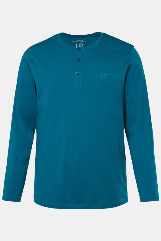 T-shirt Henley JP 1880, manches longues et patte de boutonnage, collection Basic - jusqu'au 8 XL