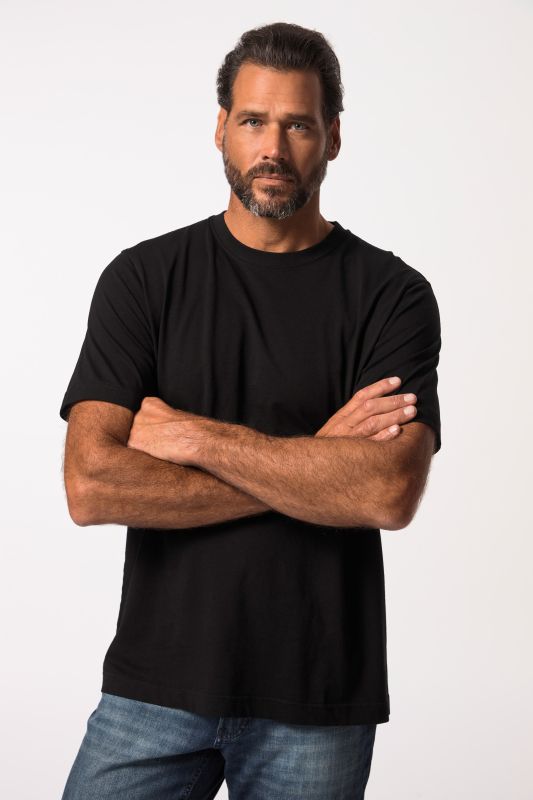 T-shirt Basic en coton peigné, col rond - jusqu'au 8 XL