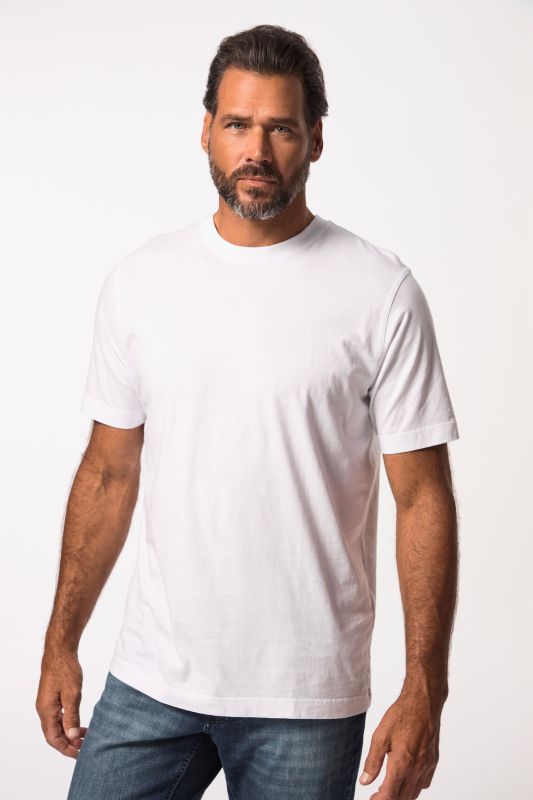 T-shirt Basic en coton peigné, col rond - jusqu'au 8 XL