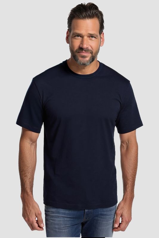 T-shirt Basic en coton peigné, col rond - jusqu'au 8 XL