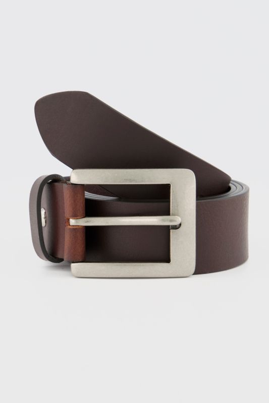 Ceinture en cuir pleine fleur, boucle métallique - jusqu'à 170&nbsp;cm
