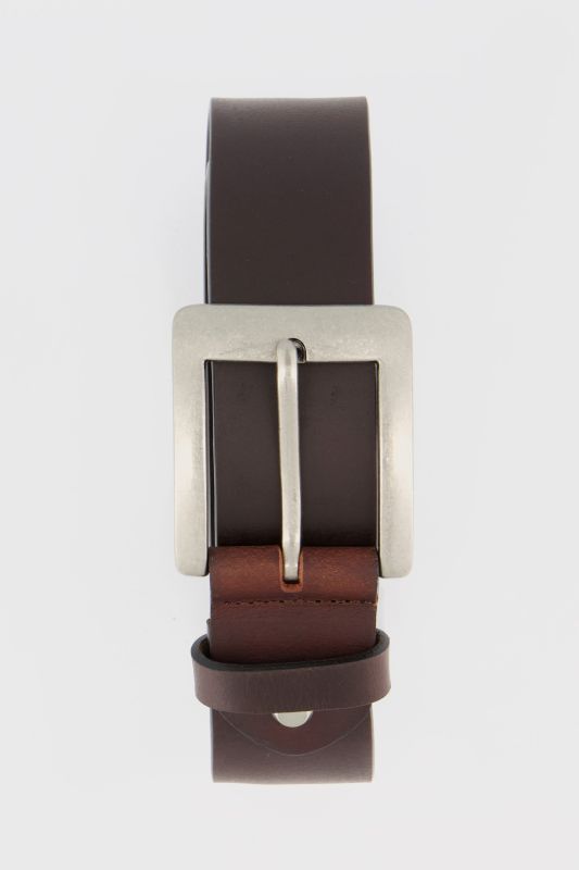 Ceinture en cuir pleine fleur, boucle métallique - jusqu'à 170&nbsp;cm