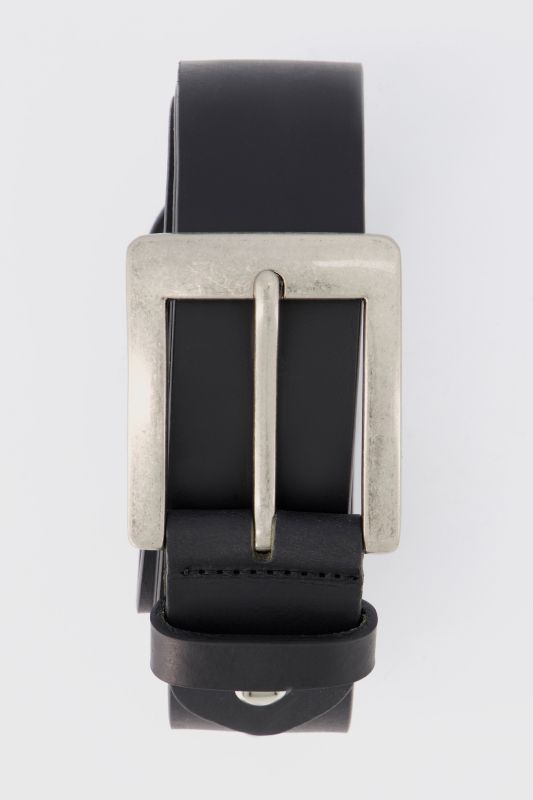 Ceinture en cuir pleine fleur, boucle métallique - jusqu'à 170&nbsp;cm