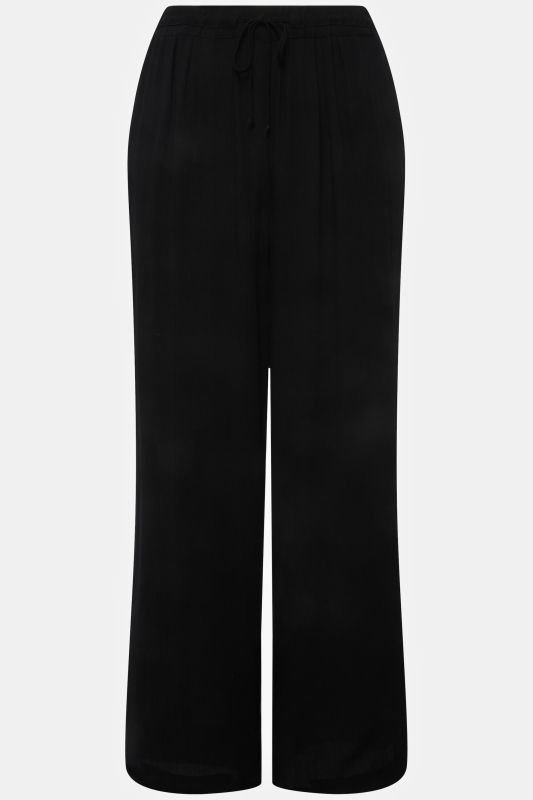 Pantalon Rose en viscose. Jambe large, taille élastique et cordon de serrage