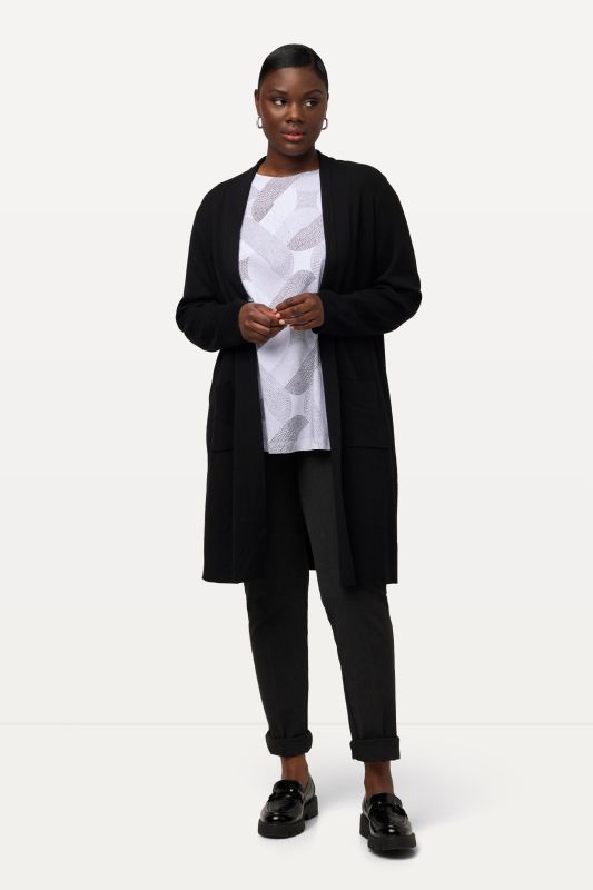 Cardigan coupe ouverte et longue, en maille fine et douce